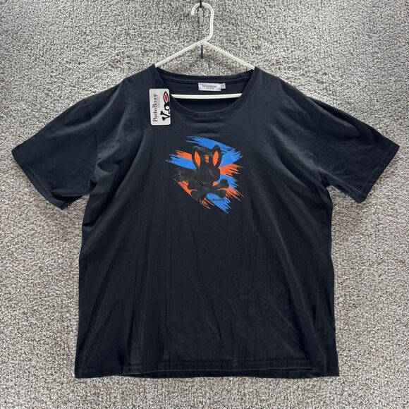 Psycho Bunny Shirt Men XL Black Graphic Tee Robert Godly New With Tags Crew Neck - Picture 1 of 12